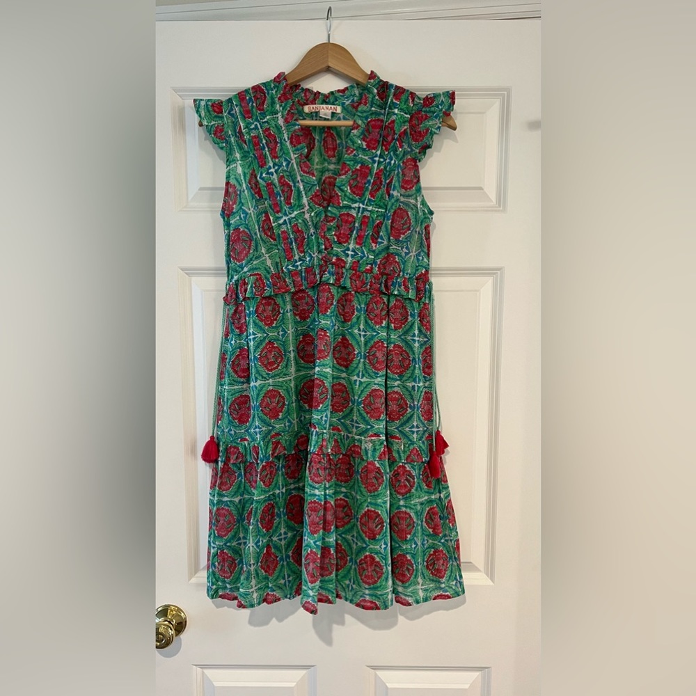 Banjanan Tiered Cotton Floral Dress Size XS